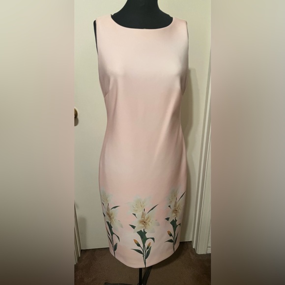 Calvin Klein Pink Dress with Floral Design EUC - Picture 1 of 4
